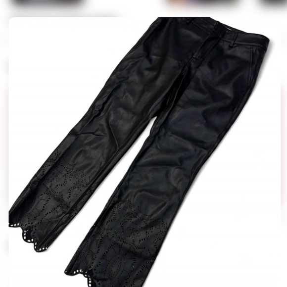 Anthropologie Black Cropped Leather Pants - Picture 3 of 4